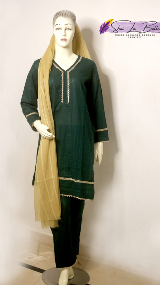 Emerald Green Pure Lawn 3-Piece Suit SLB-PLWN-EMR-3PC