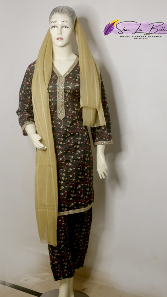 Premium 3-Piece Printed Lawn Suit – Midnight Floral SLB-LWN-MDFLR-3PC-M