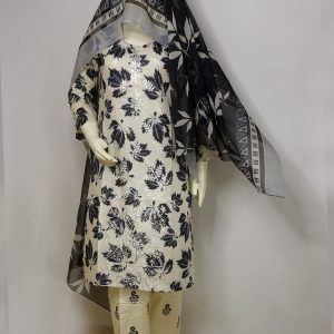 Monochrome Pure Lawn 3-Piece Embroidered Suit SLB-EMB-40-MONO