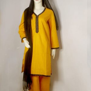 Sunlit Charcoal Minimalist 3-Piece Lawn Suit SLB-LWN-YLW-3PC