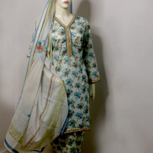 Vintage Flora Ivory & Teal 3pc Lawn Ensemble SLB-LWN-FLR-3PC