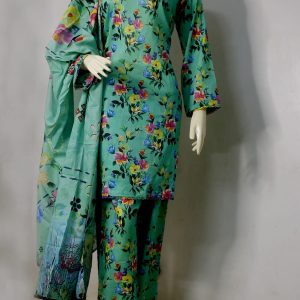 Premium Printed Pure Lawn 3-Piece Suit – Mint Green Floral SLB-PL-MNFL-3P