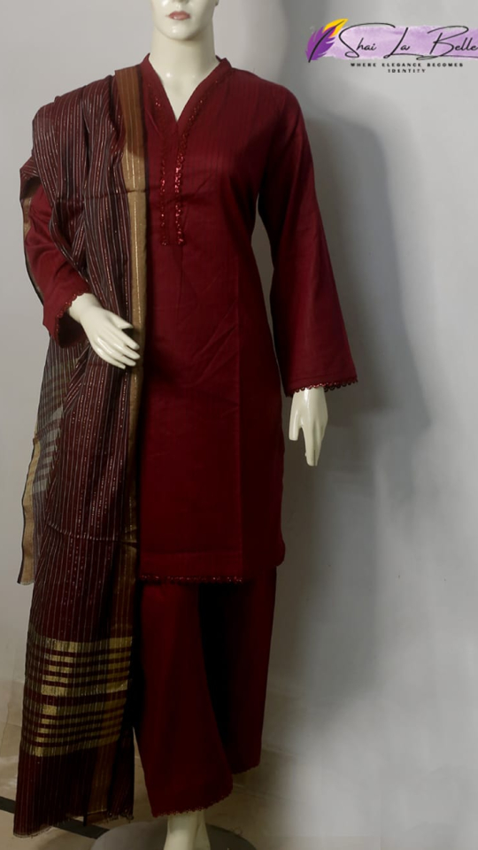 Premium Pure Lawn 3-Piece Suit – Elegant Floral Blossom SLB-LWN-3PC-ELB